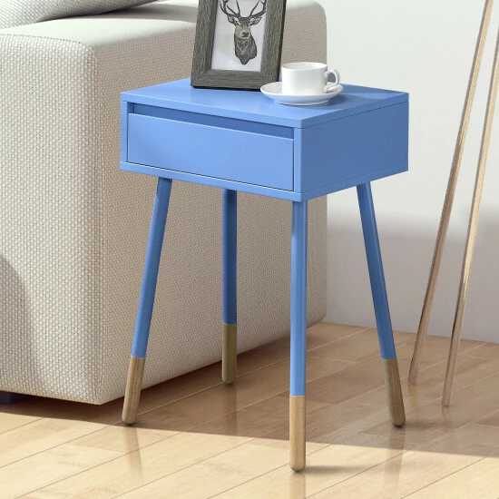 Buy 🛒 Furniture Of America Raza Mid-Century Modern 1-drawer Side Table Blue 😉