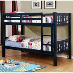 Coupon 👍 Furniture Of America Dai Modern Twin/Twin Solid Wood Bunk Bed Dark Walnut 😍