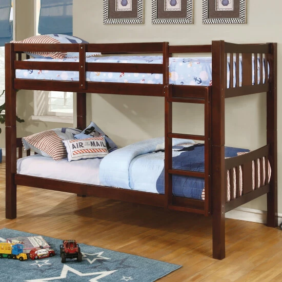 Coupon 👍 Furniture Of America Dai Modern Twin/Twin Solid Wood Bunk Bed Dark Walnut 😍 - Image 3