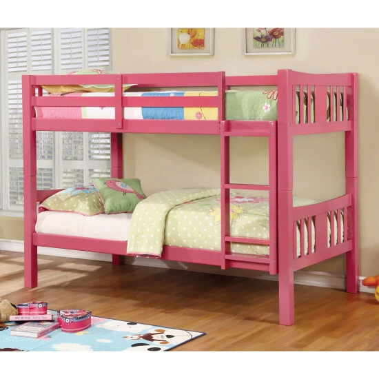 Coupon 👍 Furniture Of America Dai Modern Twin/Twin Solid Wood Bunk Bed Dark Walnut 😍 - Image 4