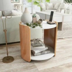Wholesale 🥰 Furniture Of America Fing Modern White 20-inch Round 1-shelf Side Table ❤️