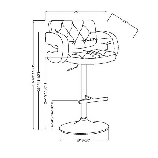 Cheapest 🤩 Furniture Of America Vardara Tufted Height Adjustable Swivel Barstool Dark Brown 👍 - Image 7