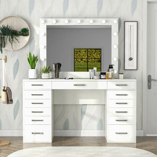Hot Sale 🎉 Furniture Of America Roseanne Vanity Desk With Cabinets And Mirror Set 🌟 - Image 3
