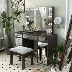 Best Sale π― Vidi Grey Vanity Set With Outlets & USBs By Furniture Of America β