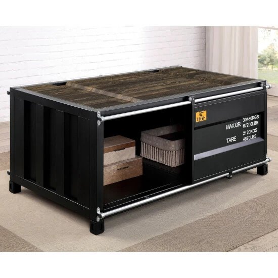 Best Pirce ⭐ Furniture Of America Arn Urban Metal 47-inch Storage Coffee Table Black 😉 - Image 2