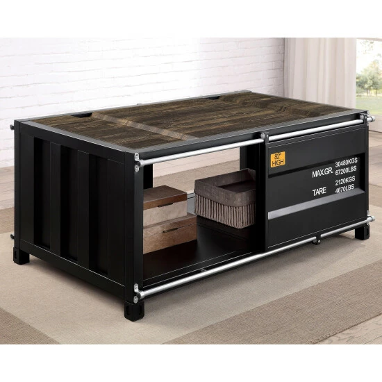 Best Pirce ⭐ Furniture Of America Arn Urban Metal 47-inch Storage Coffee Table Black 😉 - Image 3
