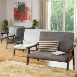 Cheap ❤️ Furniture Of America Balf Contemporary Faux Leather Loveseat Bench Brown 😍