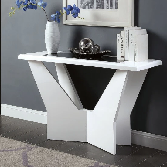 Flash Sale 🎉 Furniture Of America Ameena Contemporary 47-in Glass Top Sofa Table White ⌛ - Image 2
