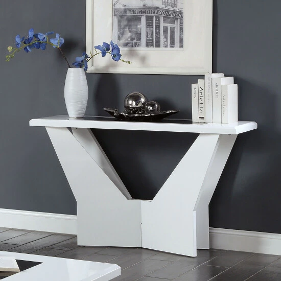 Flash Sale 🎉 Furniture Of America Ameena Contemporary 47-in Glass Top Sofa Table White ⌛ - Image 6