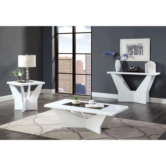 Flash Sale 🎉 Furniture Of America Ameena Contemporary 47-in Glass Top Sofa Table White ⌛ - Image 7