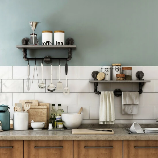 Brand new ๐ Furniture Of America Andre Industrial Grey Floating Shelf (Set Of 2) ๐