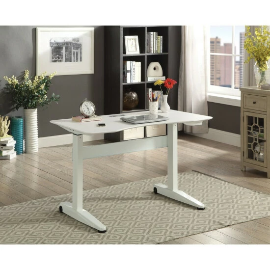 Coupon ❤️ Furniture Of America Glidene 47-inch Metal Adjustable Standing Desk White 🎁 - Image 2