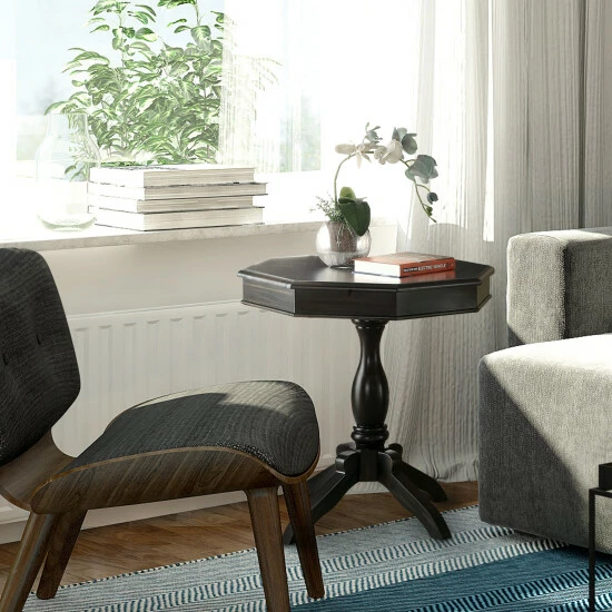 Promo 😀 Furniture Of America Bern Traditional 24-inch Solid Wood Octagon Side Table Antique Teal 😍