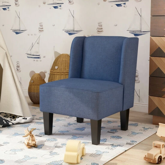 Budget 🧨 Furniture Of America Kirkland Wingback And Armless Kid's Reading Chair Antique Indigo ✨