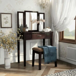 Top 10 π€© Furniture Of America Jade Solid Wood 2-Piece Vanity Table & Stool Set Espresso π―