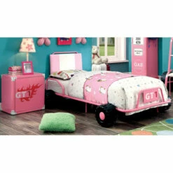 Top 10 ❤️ Furniture Of America Feln Modern Metal Racing Bed And Nightstand Set Pink 🌟