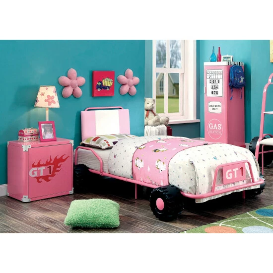 Top 10 ❤️ Furniture Of America Feln Modern Metal Racing Bed And Nightstand Set Pink 🌟 - Image 2