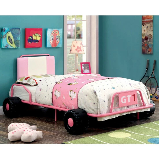 Top 10 ❤️ Furniture Of America Feln Modern Metal Racing Bed And Nightstand Set Pink 🌟 - Image 3