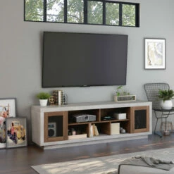 Buy π Furniture Of America Leas 70-inch Multi-functional Storage TV Console Distressed Walnut π