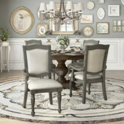 New 🥰 Furniture Of America Tima Traditional Grey Dining Arm Chairs (Set Of 2) 😍