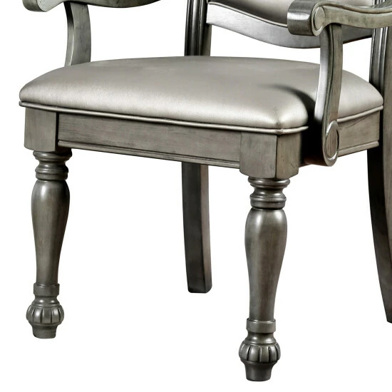 New π₯° Furniture Of America Tima Traditional Grey Dining Arm Chairs (Set Of 2) π - Image 4