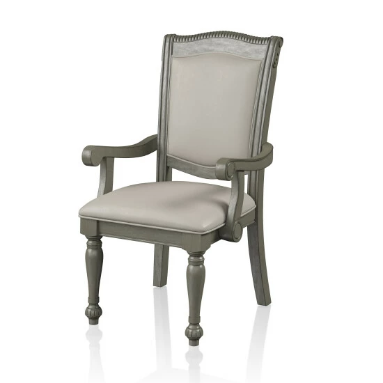 New π₯° Furniture Of America Tima Traditional Grey Dining Arm Chairs (Set Of 2) π - Image 5