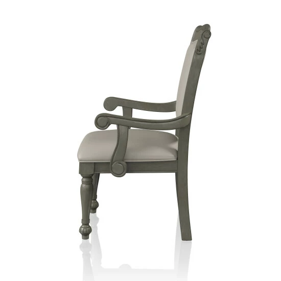 New π₯° Furniture Of America Tima Traditional Grey Dining Arm Chairs (Set Of 2) π - Image 7