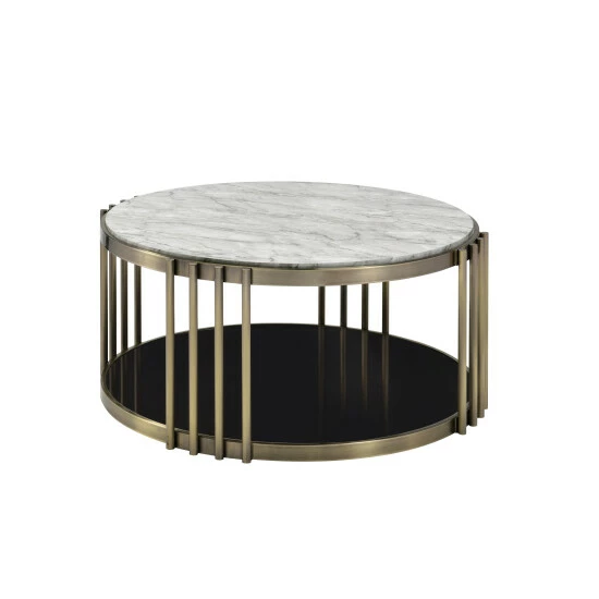 Flash Sale 🧨 Furniture Of America Roberts White Faux Marble Drum Coffee Table 👍 - Image 4