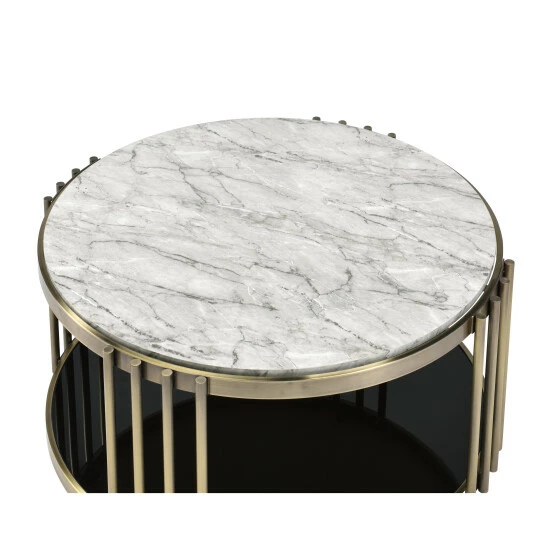 Flash Sale 🧨 Furniture Of America Roberts White Faux Marble Drum Coffee Table 👍 - Image 5