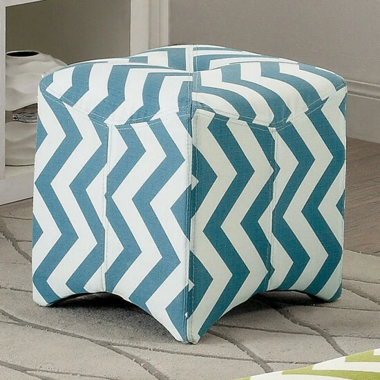 New ❤️ Furniture Of America Rith Contemporary Fabric Tufted Square Ottoman Blue 🛒 - Image 2