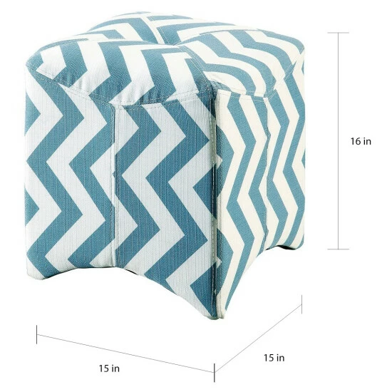 New ❤️ Furniture Of America Rith Contemporary Fabric Tufted Square Ottoman Blue 🛒 - Image 4