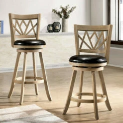 Brand new 🔥 Furniture Of America Epona Solid Wood Swivel Barstool With Padded Seat Maple 🔔