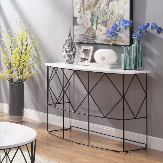 Best reviews of ✨ Furniture Of America Brigid Modern Metal 47-inch Geometric Sofa Table Walnut 🛒