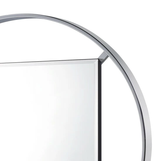 Cheap 🎁 Furniture Of America Fees Modern 33-inch Round Beveled Wall Mirror Chrome 😉 - Image 4