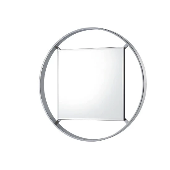 Cheap 🎁 Furniture Of America Fees Modern 33-inch Round Beveled Wall Mirror Chrome 😉 - Image 6