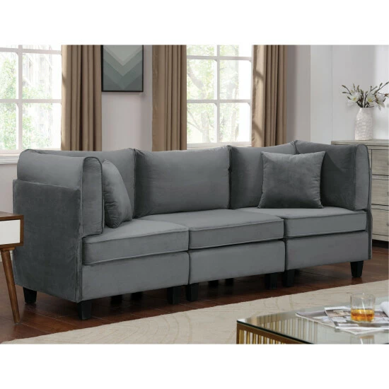 Brand new โญ Furniture Of America Clarion Contemporary Grey Flannelette Small Sofa ๐