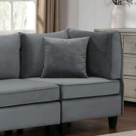 Brand new โญ Furniture Of America Clarion Contemporary Grey Flannelette Small Sofa ๐ - Image 2