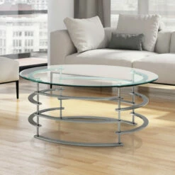Budget π Furniture Of America Odella Contemporary Glam 44-inch Glass Coffee Table Chrome π