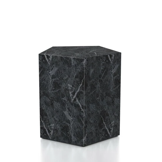 Hot Sale 🔥 Furniture Of America Alma Modern Faux Marble 19-inch Side Table Black 👍 - Image 8