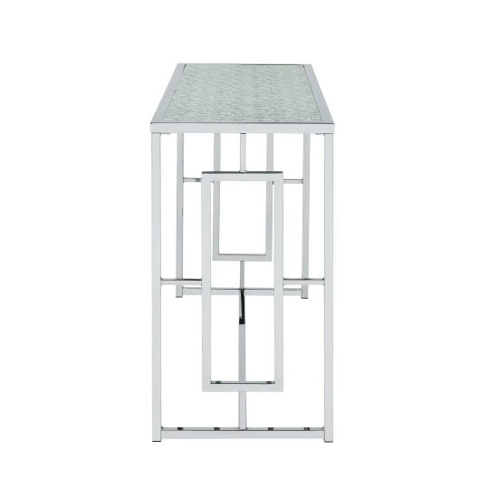 New 🔥 Glitterati Chrome & Ripple Glass Sofa Table By Furniture Of America ✔️ - Image 5
