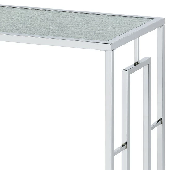 New 🔥 Glitterati Chrome & Ripple Glass Sofa Table By Furniture Of America ✔️ - Image 7