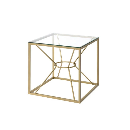 New 🌟 Furniture Of America Taylan Gold 🧥 Coated Steel And Glass Side Table 🤩 - Image 4