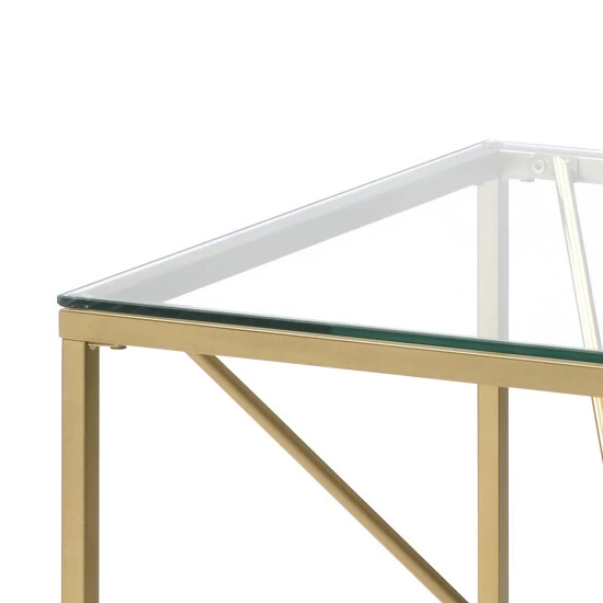 New 🌟 Furniture Of America Taylan Gold 🧥 Coated Steel And Glass Side Table 🤩 - Image 5