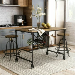 Best deal π Furniture Of America Ursa Industrial Oak 3 Piece Kitchen Island Set π