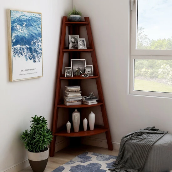 Coupon 💯 Furniture Of America Kiki 5-tier Corner Ladder Display Bookshelf Black 😀 - Image 2