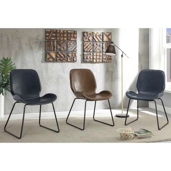 Best Sale π Furniture Of America Gill Modern Faux Leather Curved Accent Chair Black π - Image 2