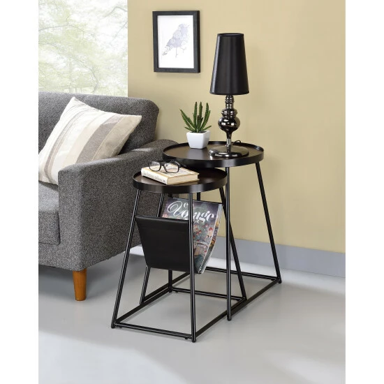 Best Pirce ⌛ Furniture Of America Leestra Modern Matte Black 20-inch Nesting Tables ❤️