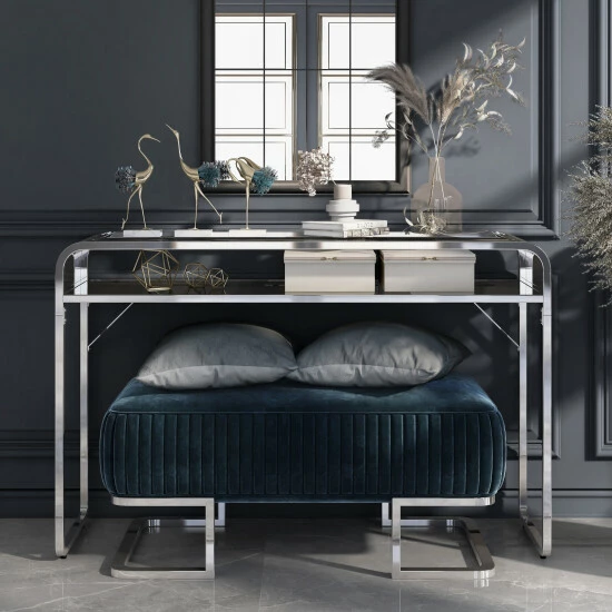 Coupon ⭐ Furniture Of America Watler Contemporary 46-inch 1-shelf Sofa Table Silver 💯 - Image 5