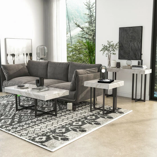 Hot Sale 💯 Granala Faux Marble 3pc Table Set With Drawers By Furniture Of America 🧨