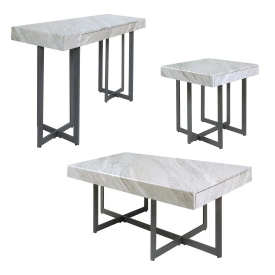Hot Sale 💯 Granala Faux Marble 3pc Table Set With Drawers By Furniture Of America 🧨 - Image 3